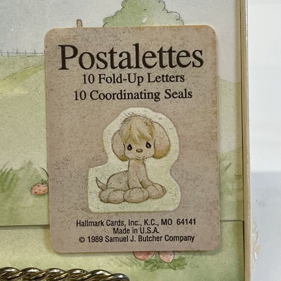 NEW VINTAGE HALLMARK PRECIOUS MOMENTS POSTALETTES Tri Fold W/ Gold Seals 1989 - Picture 3 of 6